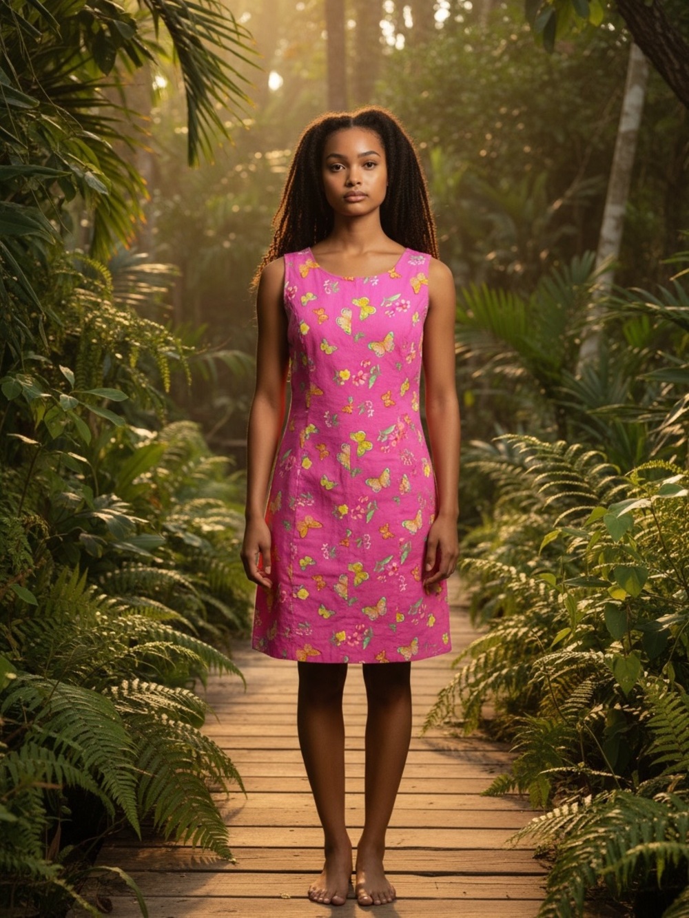 Y2K early 2000’s Vintage Pappagallo Floral Pink Butterfly Midi Dress
